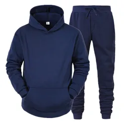 Men's 2Pieces Set Spring And Autumn New Men's Sports Clothes Suit Tracksuit Men Fashion Hoodies 2-piece Solid Color Hoodie Set