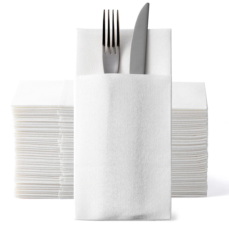 50/100 PCS Disposable Airlaid Napkins White Paper Napkin Guest Towel Linen Feel Green Napkins for Wedding Party Christmas