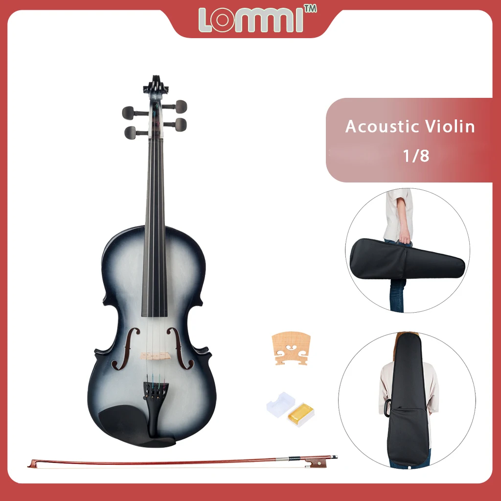 

LOMMI 1/8 Size Violin With Case Bow Strings Bass Wood Violin For Beginner Students Kids 3-5 Years Old Violin Gift