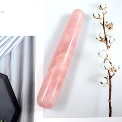 Bâton de massage en quartz rose naturel pour le visage et les yeux, masseur de pierre de table en cristal, soins de la peau, Gua Sha, poignées de bœuf, baguette de levage Yoni