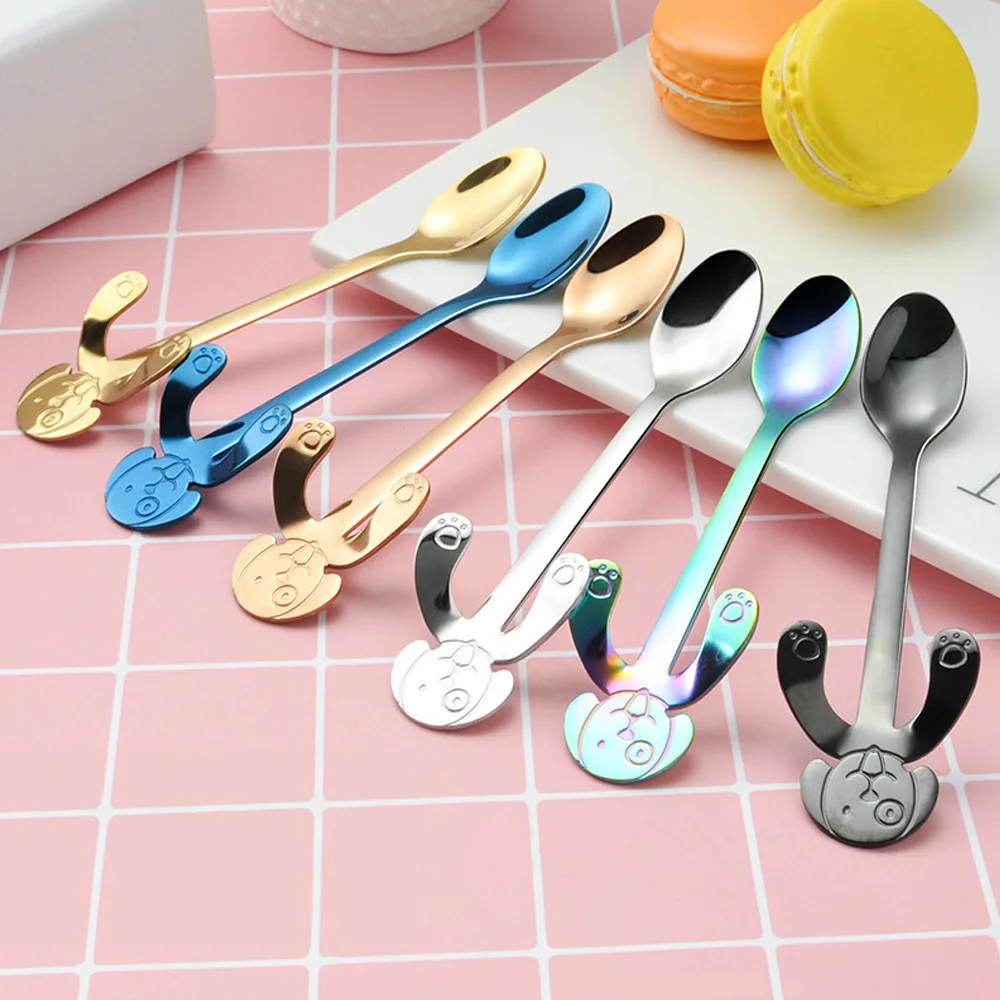 Jieshi 304 stainless steel tableware creative spoon dog coffee spoon stainless steel coffee spoon cartoon spoon