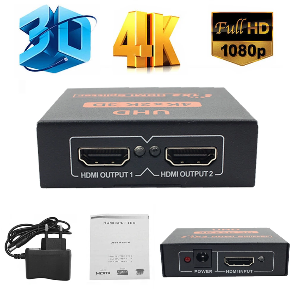 Ultra HD 4K Splitter 1X4 Port 3D UHD 1080p 4K*2K Video HDMI-compatible Switch Switcher 1 Input 4 Output HUB Repeater Amplifier