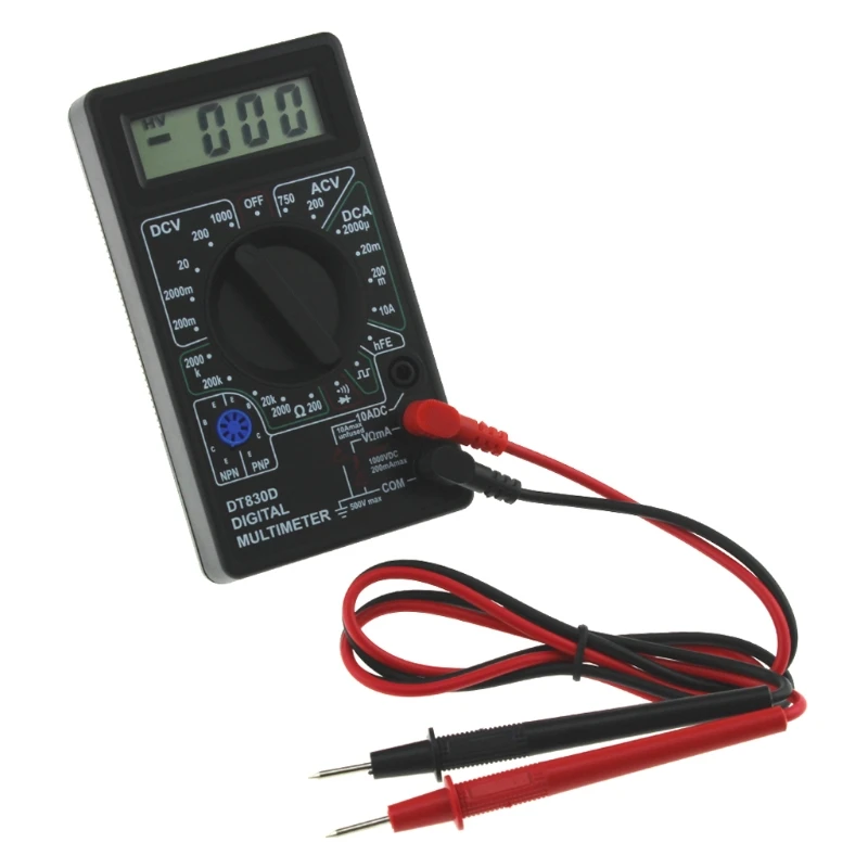 Mini Digital LCD Multimeter with Buzzer Ampere Meter Test Probe for DC