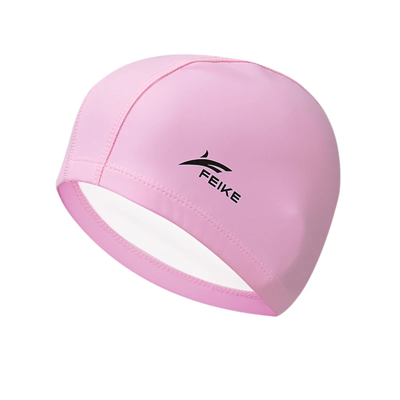 Men Women Adults Elastic Waterproof PU Fabric Swim Cap Sports Swim Pool Hat Swimming Caps Long Hair Ears Protection Hat