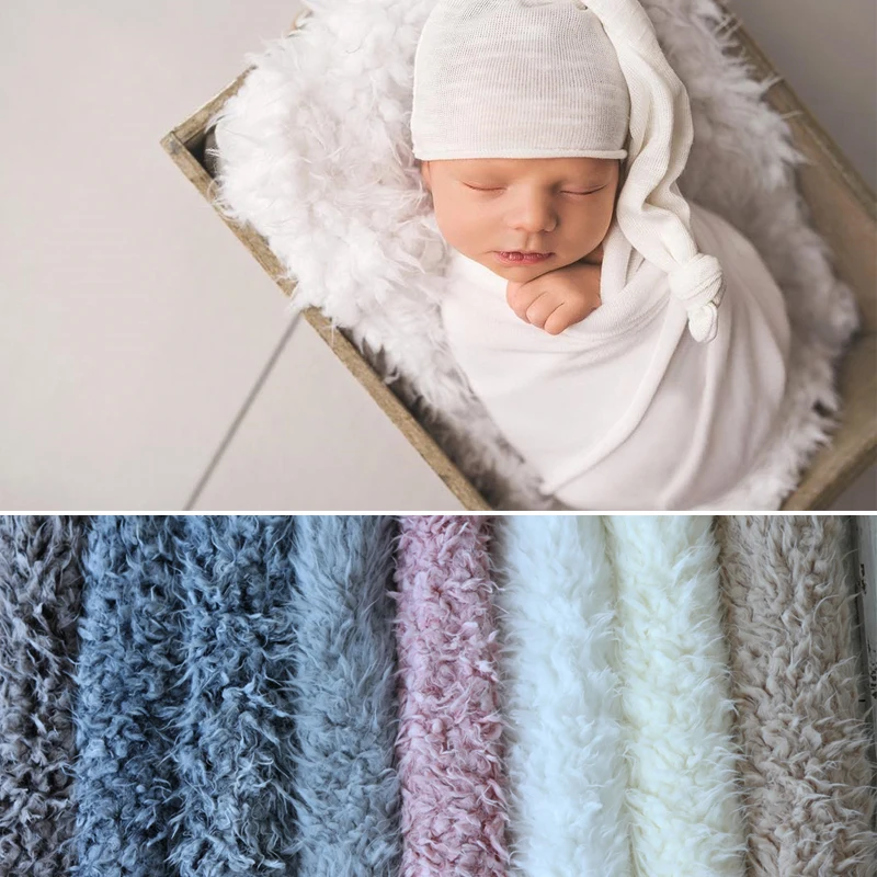 New Newborn Backdrop Faux Fur Flokati Rug Blanket Shoot Studio Accessories Baby Bebe Photography Props For Basket Stuffer