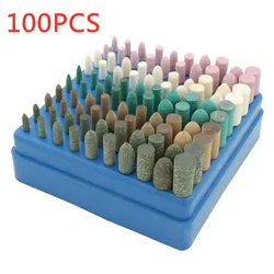 100Pcs Polishing Buffing Wheel Wool Felt Mandrel Mounted Grinding Head Bits Grinder Heads for Dremel Rotary Tool Accessories