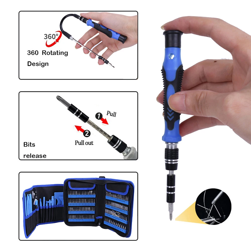 Juego de destornilladores de precisión 180 en 1, brocas magnéticas Torx, hexagonales, para reparación de dispositivos electrónicos, Kits de herramientas de mano