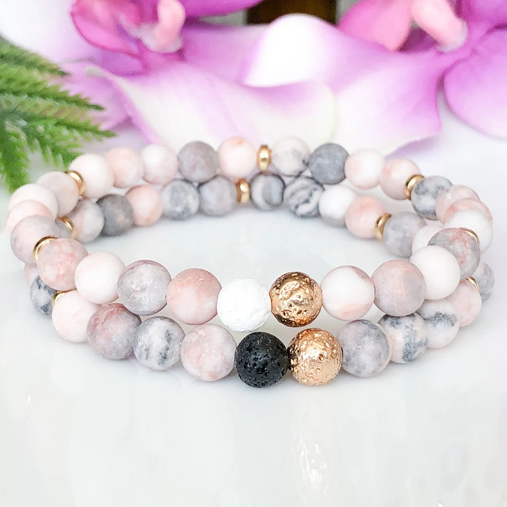 

MG1082 Yinyang Lava Essential Oil Diffuser Bracelet Healing Crystals Dainty Beaded Bracelet Trendy Yoga Crystal Aromatherapy