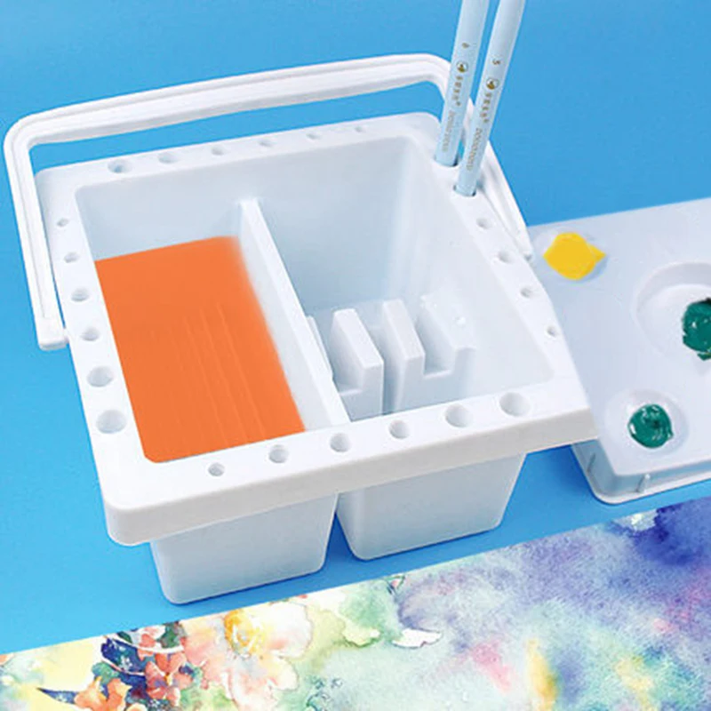 Multi-functional pen wash Bucket Barrel /Container With Penholder/Palette for Watercolor/Gouache Round/Square Bucket