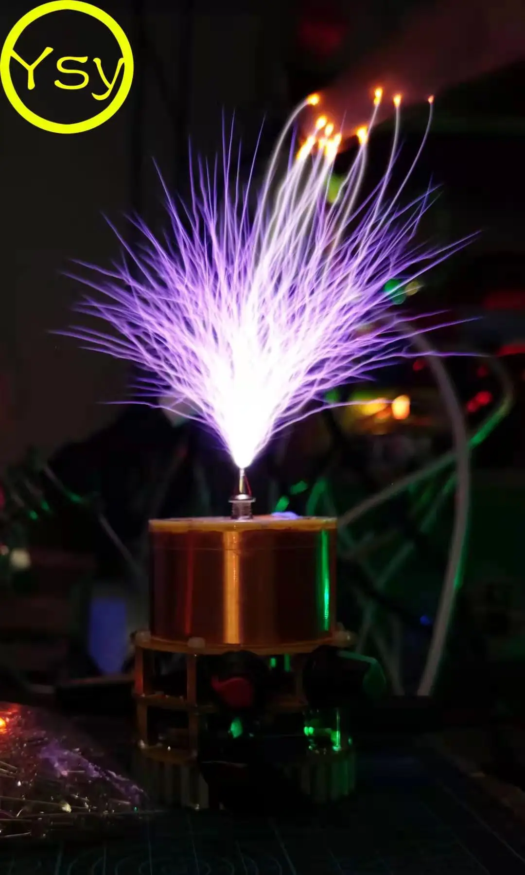 Искусственная молния Мини Музыка твердая Тесла катушка Тесла учебные Инструменты Беспроводная передача освещения Bluetooth