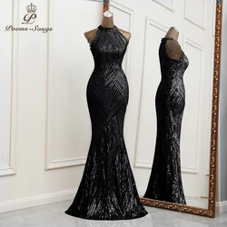 Sexy black mermaid evening dress vestidos formales vestidos de fiesta bridesmaid dress mariage robe longue vestidos largos