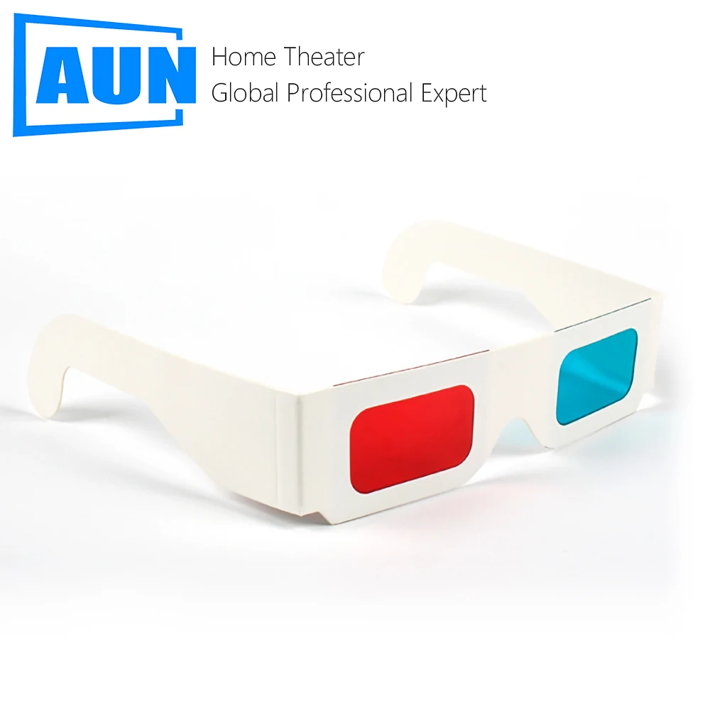 AUN Blue Red 3D Glasses 10PCS Simple Paper Style 3D Glasses for LED Projector