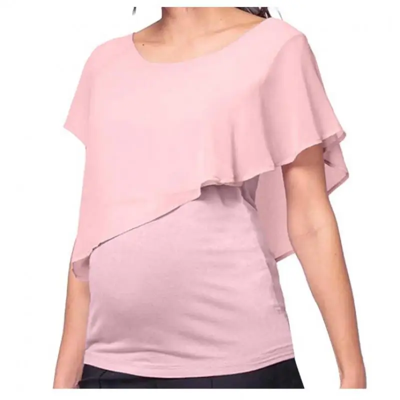 Breastfeeding Clothes Women's Maternity Nursing Wrap Double Layer Short Sleeve Blouse T Shirt Lactancia Materna Enfermera