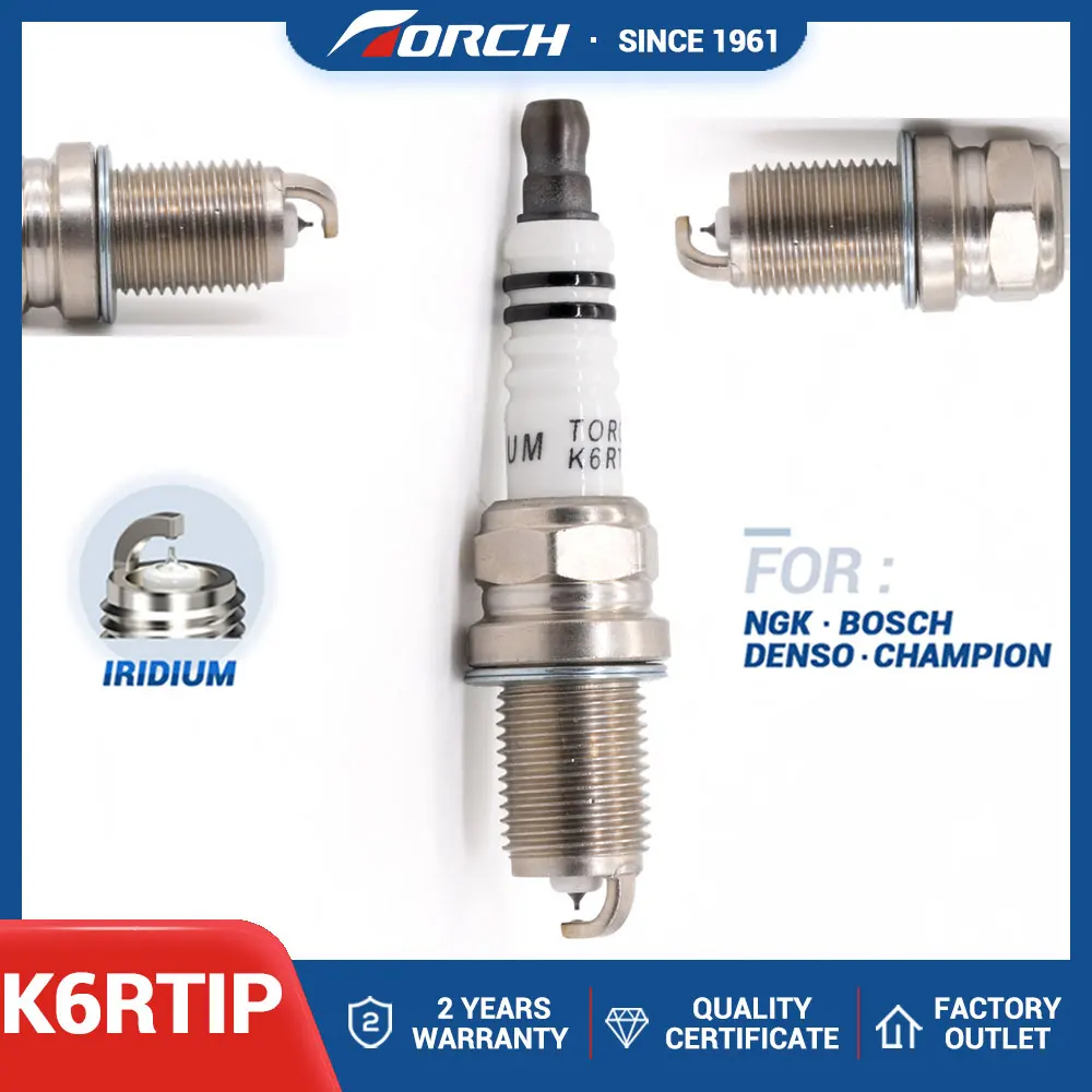 Ignition System Iridium Platinum Spark Plug TORCH K6RTIP Replacem for Candles IFR6B/IFR6B-K/IFR6A Up To 4X Longer Life