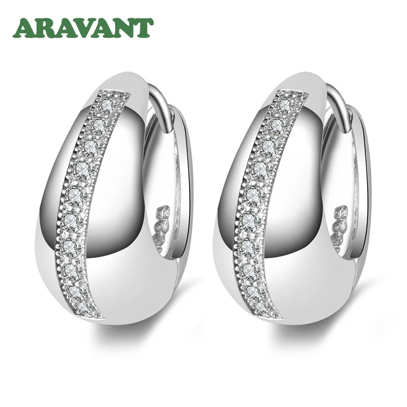 Real 925 Sterling Silver 18mm Small Hoop Earrings For Women Wedding Jewelry Gift