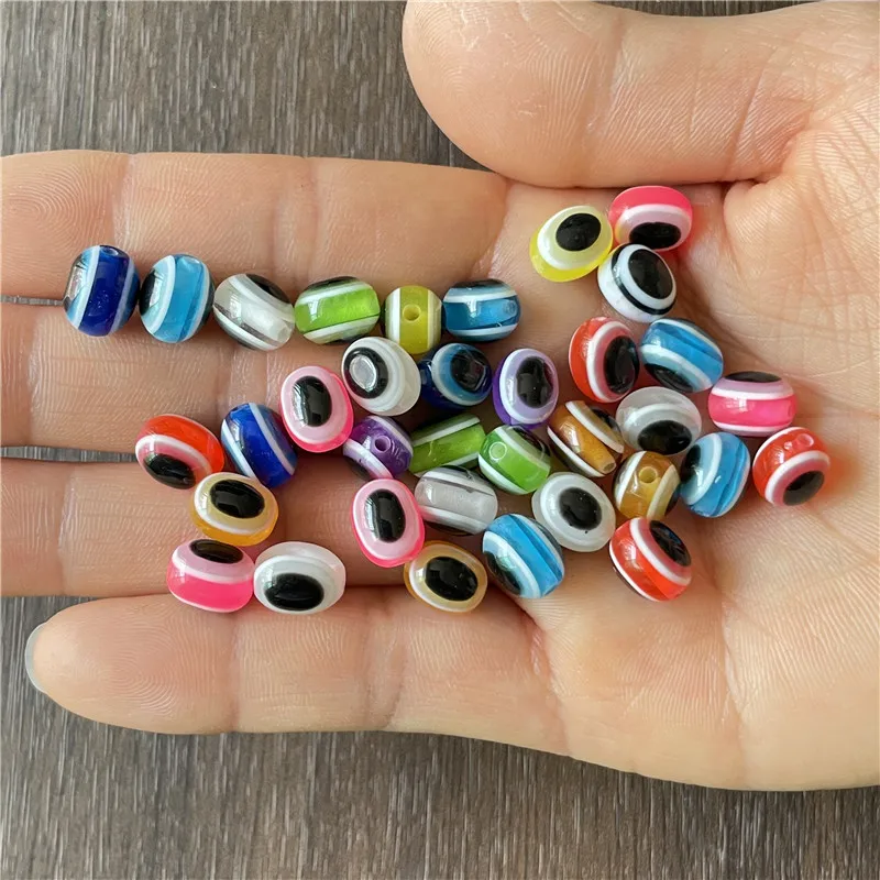 JunKang 100pcs 8*10mm mixed batch angel magic eye DIY handmade necklace Rosary spacer beads wholesale jewelry