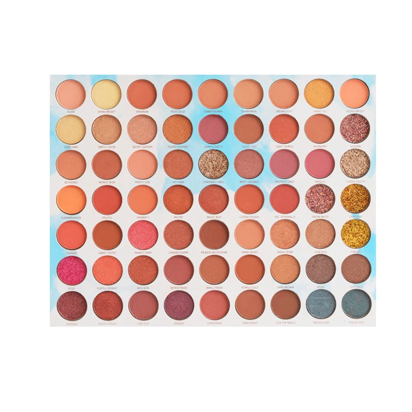 63 paletas da sombra do arco-íris da cor-maquiagem profissional matte metálico shimmer paletas da sombra do olho pó impermeável