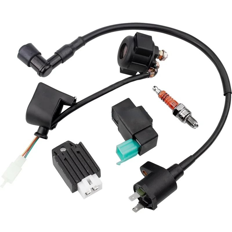 Ignition Coil Solenoid Relay Voltage Regulator 5-PIN CDI Box Spark Plug for 50cc 70cc 90cc 110cc  ATV Go Kart Dirt Bike Pit