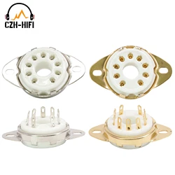1PC 9PIN gniazdo rury B9D ceramiczny zawór baza dla EL504 EL519 PL519 Vintage wzmacniacz Audio HiFi DIY projekt złoty/Tin Plated
