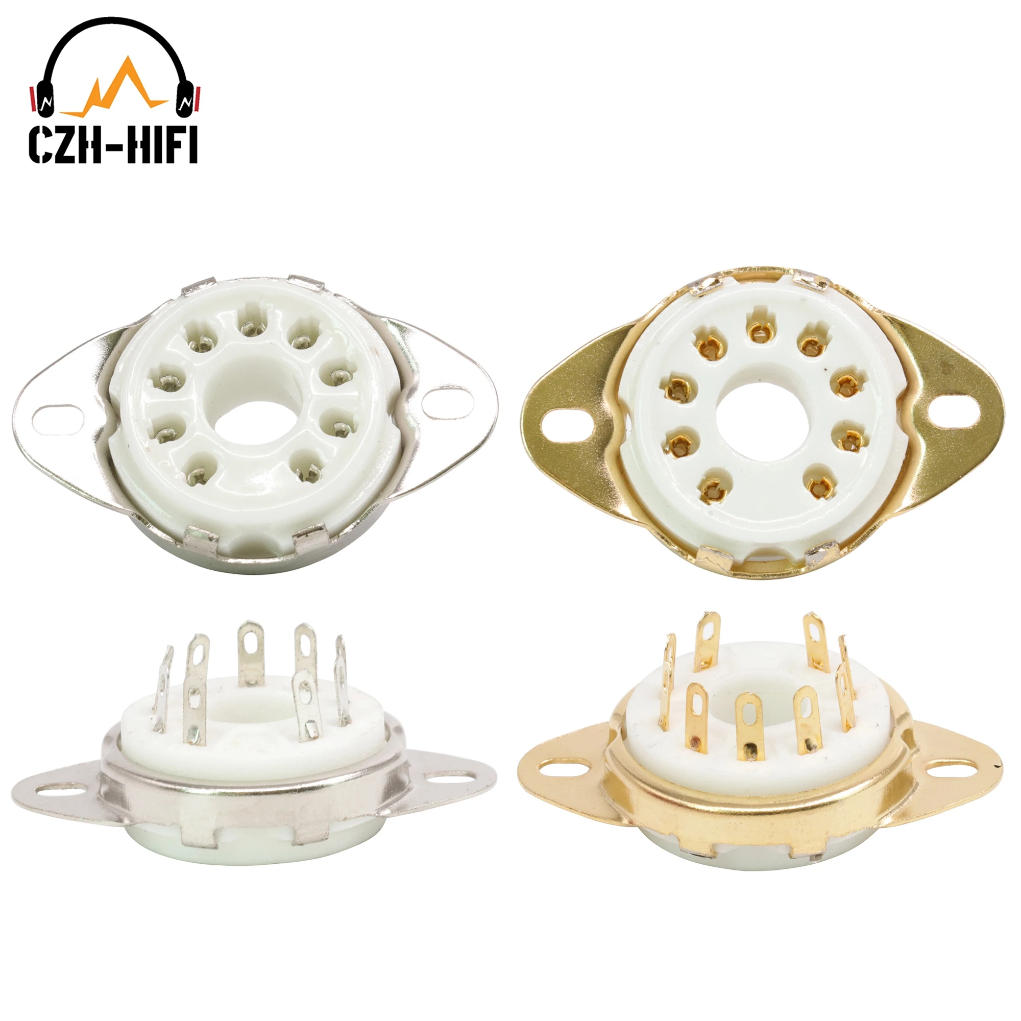 1PC 9PIN gniazdo rury B9D ceramiczny zawór baza dla EL504 EL519 PL519 Vintage wzmacniacz Audio HiFi DIY projekt złoty/Tin Plated