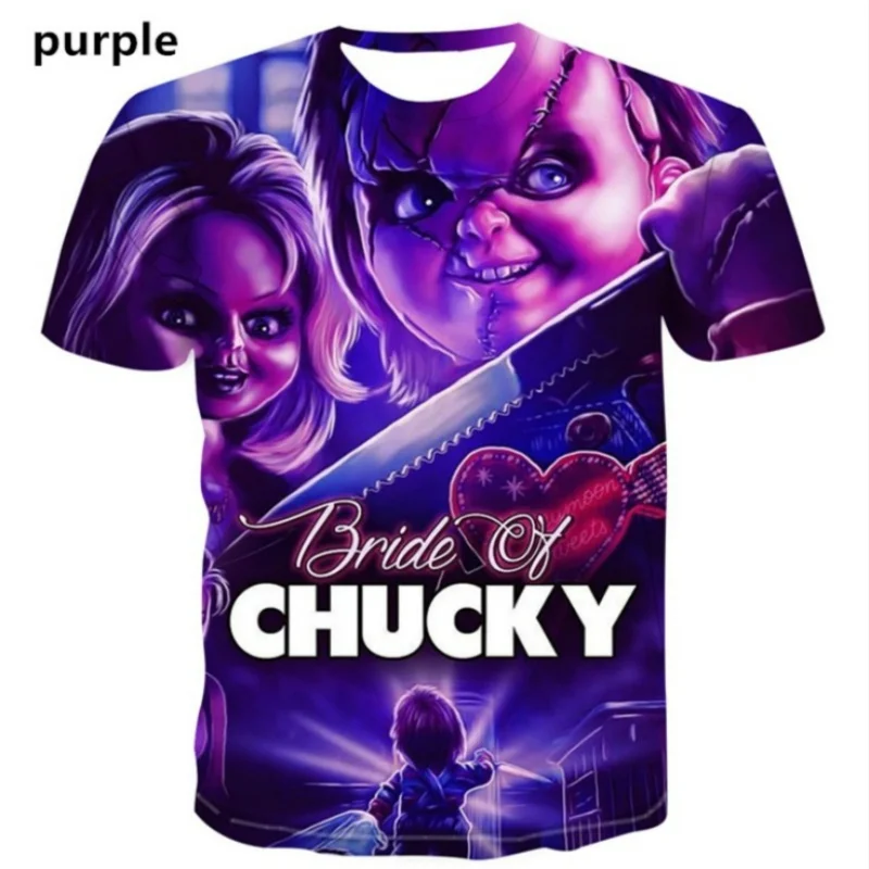 Horror Movie Chucky Printed T-shirt Bride Men and Women 3D Printed Short-sleeved T-shirt XS-5XL