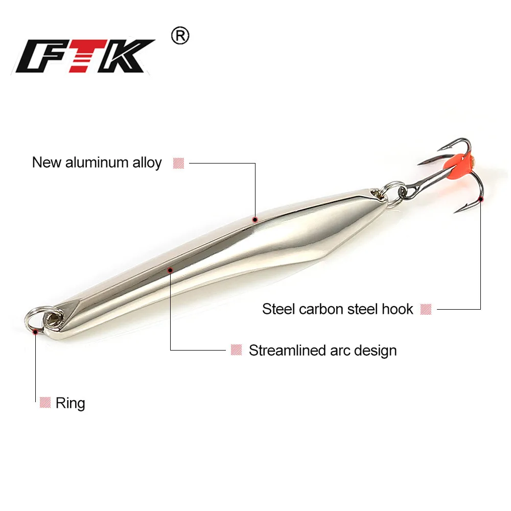 FTK Cuchara wobbler para pesca en hielo – Aluminio con triple anzuelo - imagen 4
