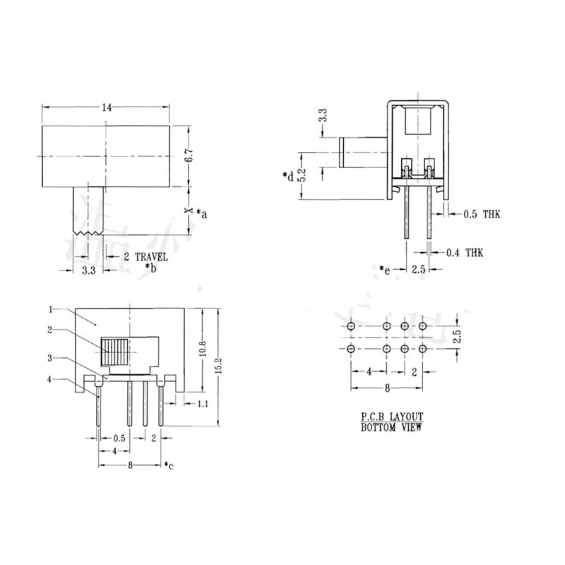 10Pcs Panel PCB 8 Pin ON/ON/ON 3 Position 2P3T DP3T Slide Switch 0.5A 50V DC SK23D01-G4/5/7mm