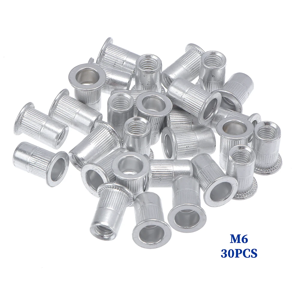 90Pcs M3 M4 M5 M6 M8 M10 Rivet Nut Aluminum Flat Head Rivet Nuts Set Insert Reveting Multi Size Rivet Nuts