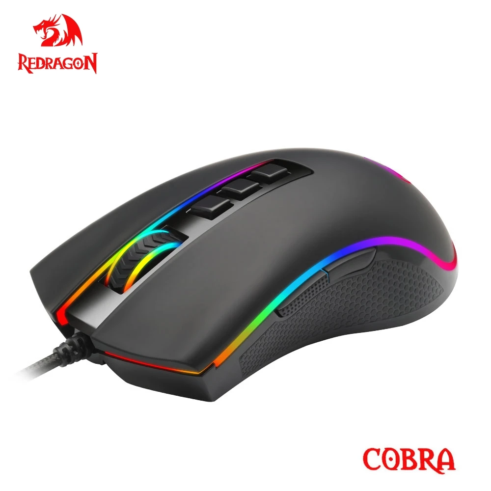 Ratón USB Redragon COBRA M711 RGB con cable 12400 DPI 9 botones ratón programable ergonómico para ordenador jugador