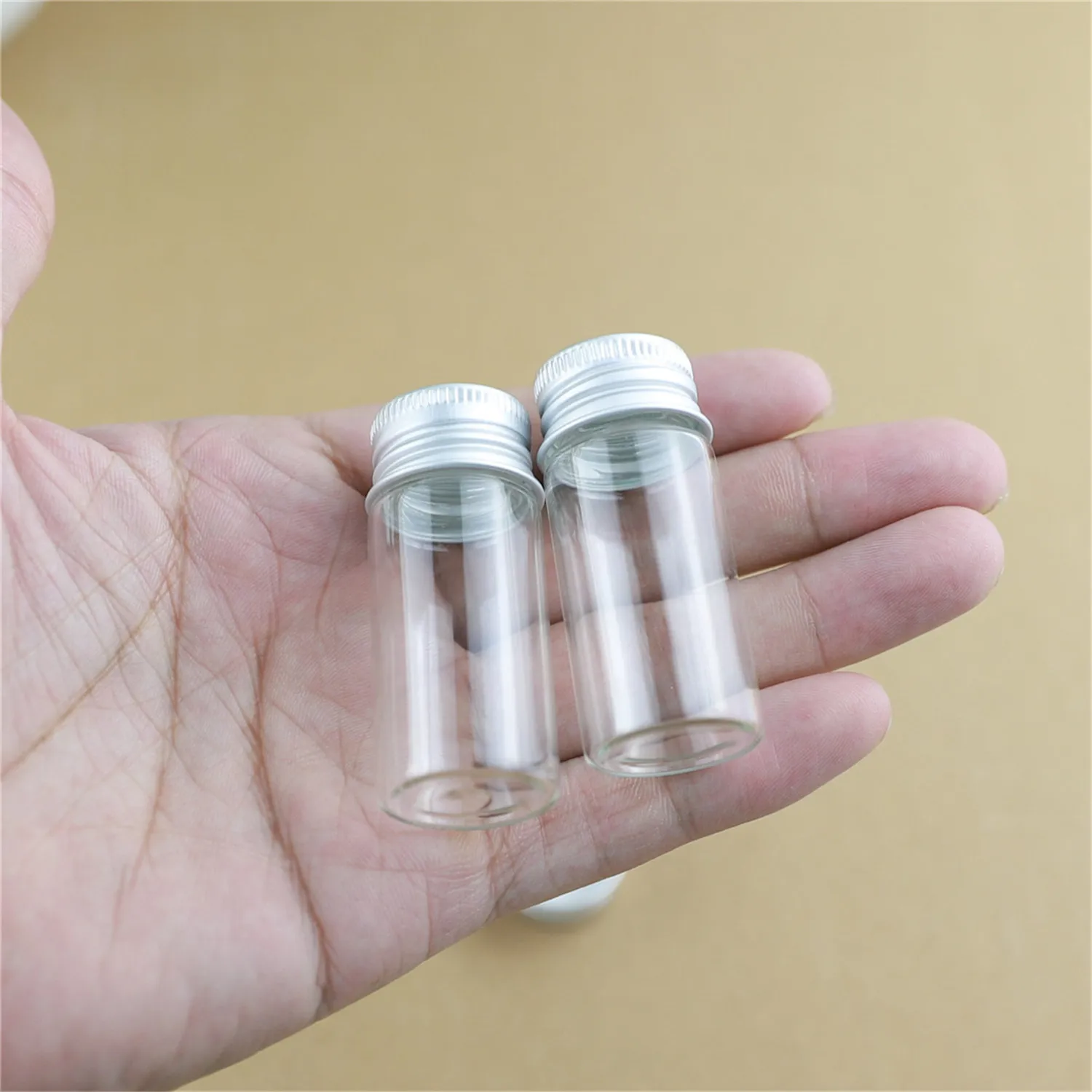 50pcs 22*50mm 10ml Tiny Glass Bottles Silver Screw Cap storage bottles & jar Glass Small Jars Mini Containers Vial Bottles