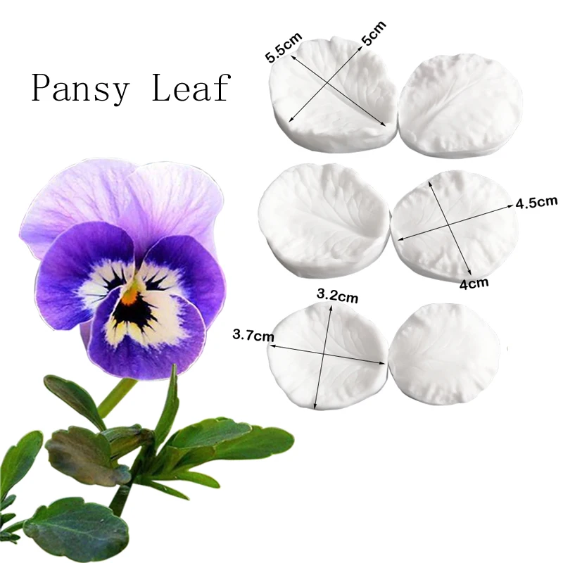 Pansy Flower Leaf Veiners Silicone Mold DIY Fondant Cake Surgar Gumpaste Clay Baking Water Paper Utensils M2478