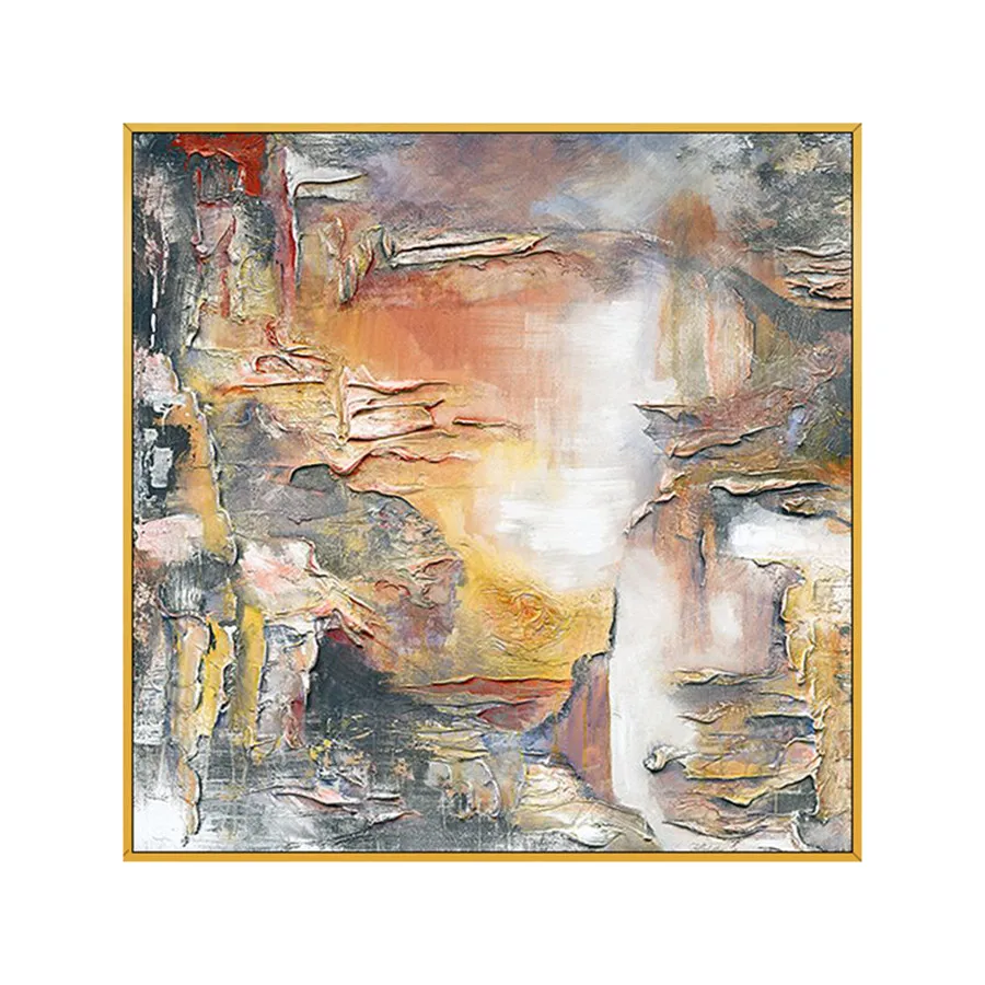 Hand Painted 3d Thick Oil Painting On Canvas Abstract Lake Landscape Wall Art  For Living Room Modern Abstract Pictures