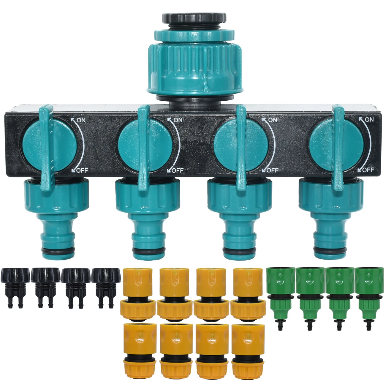 KESLA Garden 1/2'' 3/4'' 1'' Wasserhahn-Splitter 4-Wege-Auslass 4/7 mm 8/11 mm Bewässerungsschlauch-Adapter-Ventilanschlüsse für Gewächshaus – Detail 1