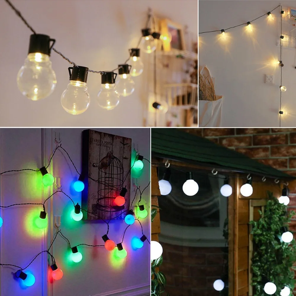 2.5M 5M LED String Light Outdoor Fairy Lights Garland Globle Bulbs Garden Patio Wedding Christmas Decoration Light Chain Lamp