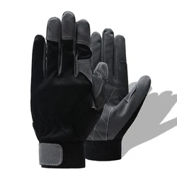 QIANGLEAF-Black Microfiber Safety Gloves, manutenção ao ar livre, equitação, esporte, verão, respirável, proteção, emenda, 6490