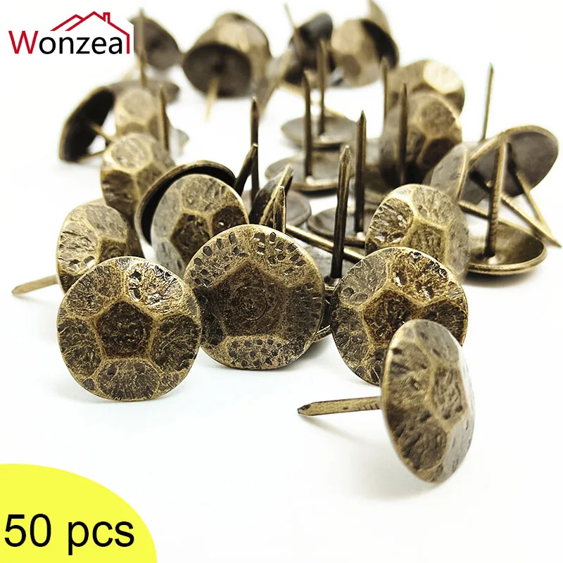 

50pcs Furniture Antique Bronze Decorative Upholstery Nail Turtle Back Tacks Studs Pins Vintage Style Hardware