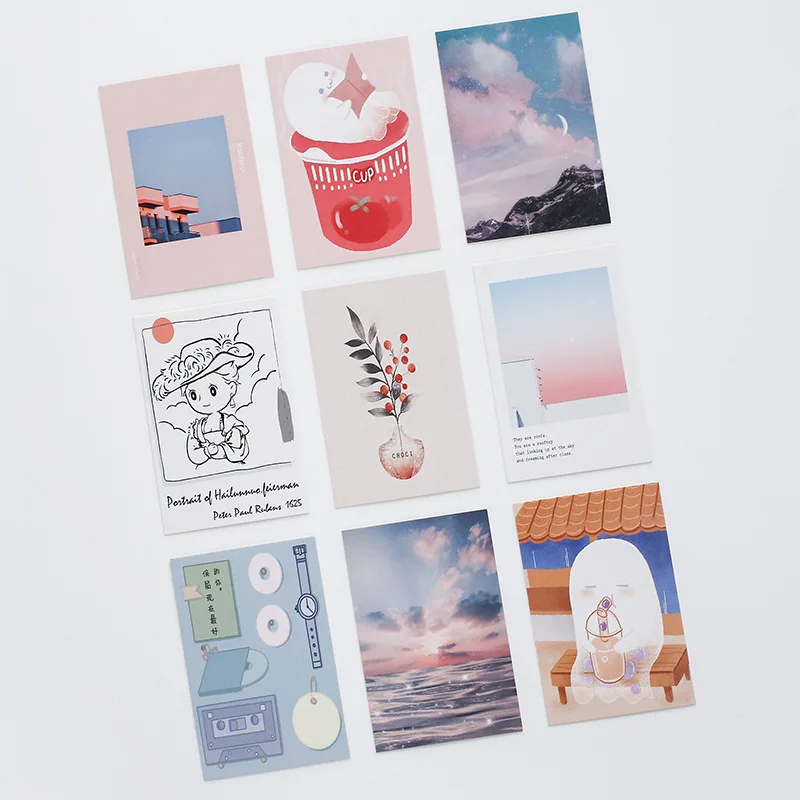28 Sheets/Set Cute Painting Collection Lomo Card Cartoon Mini Postcard Message Card Christmas Gifts