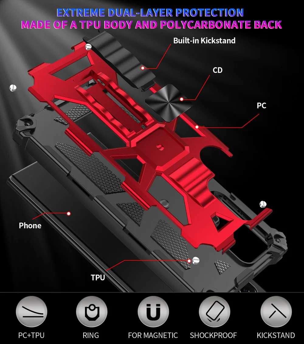 Military Hard Armor Shockproof Case For Samsung Galaxy S26 Ultra S25 FE S24 S23 S22 S21 A57 A17 A15 A16 A56 Kickstand Back Case