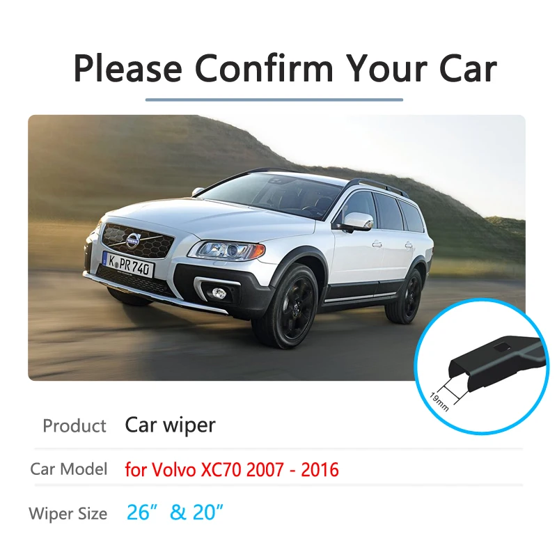 Car Wiper Blades for Volvo XC70 2007~2016 Front Windshield Windscreen Wipers 2008 2009 2010 2011 2012 2013 2014 2015 Car Goods