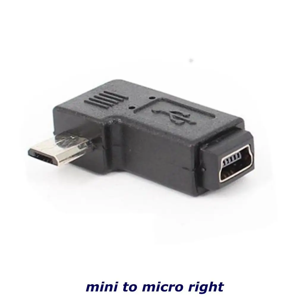 Mobile Phone Micro USB Male to Female Mini 5pin Female Male 90 Degree Adapter Charger Connector Converter Adapter Wholesale