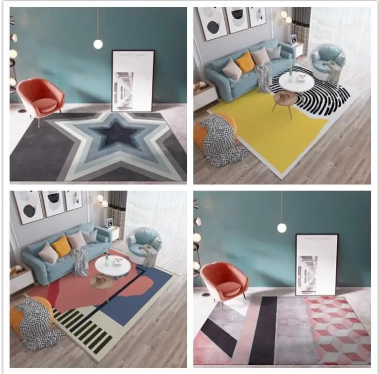 الحديثة الشمال البساط والسجاد للمنزل غرفة المعيشة هندسية السجاد سجادة أرضية غرفة نوم عدم الانزلاق أريكة طاولة القهوة حصيرة ممسحة