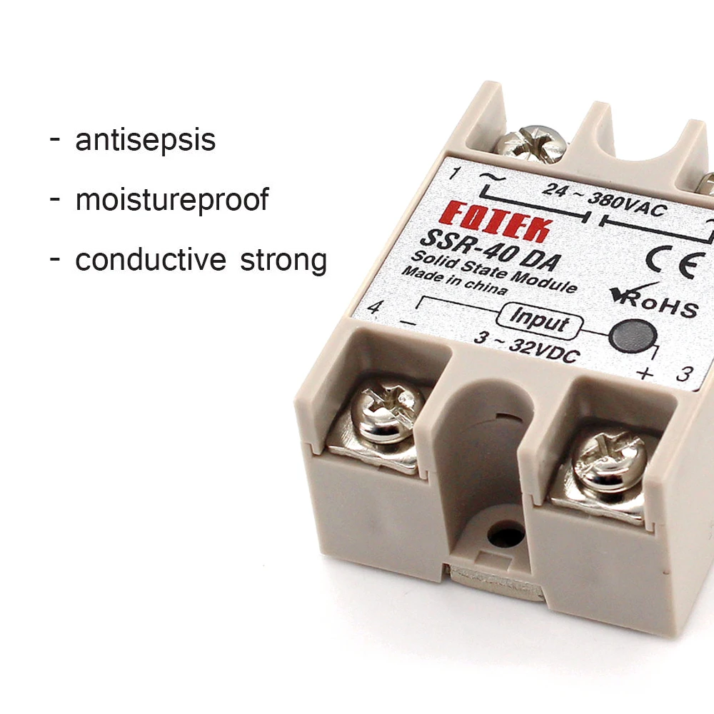 SSR-10DA SSR-25DA SSR-40DA 10A 25A 40A Solid State Relaismodule 3-32V Ingang DC 24-380V AC Uitgang Hoge Kwaliteit