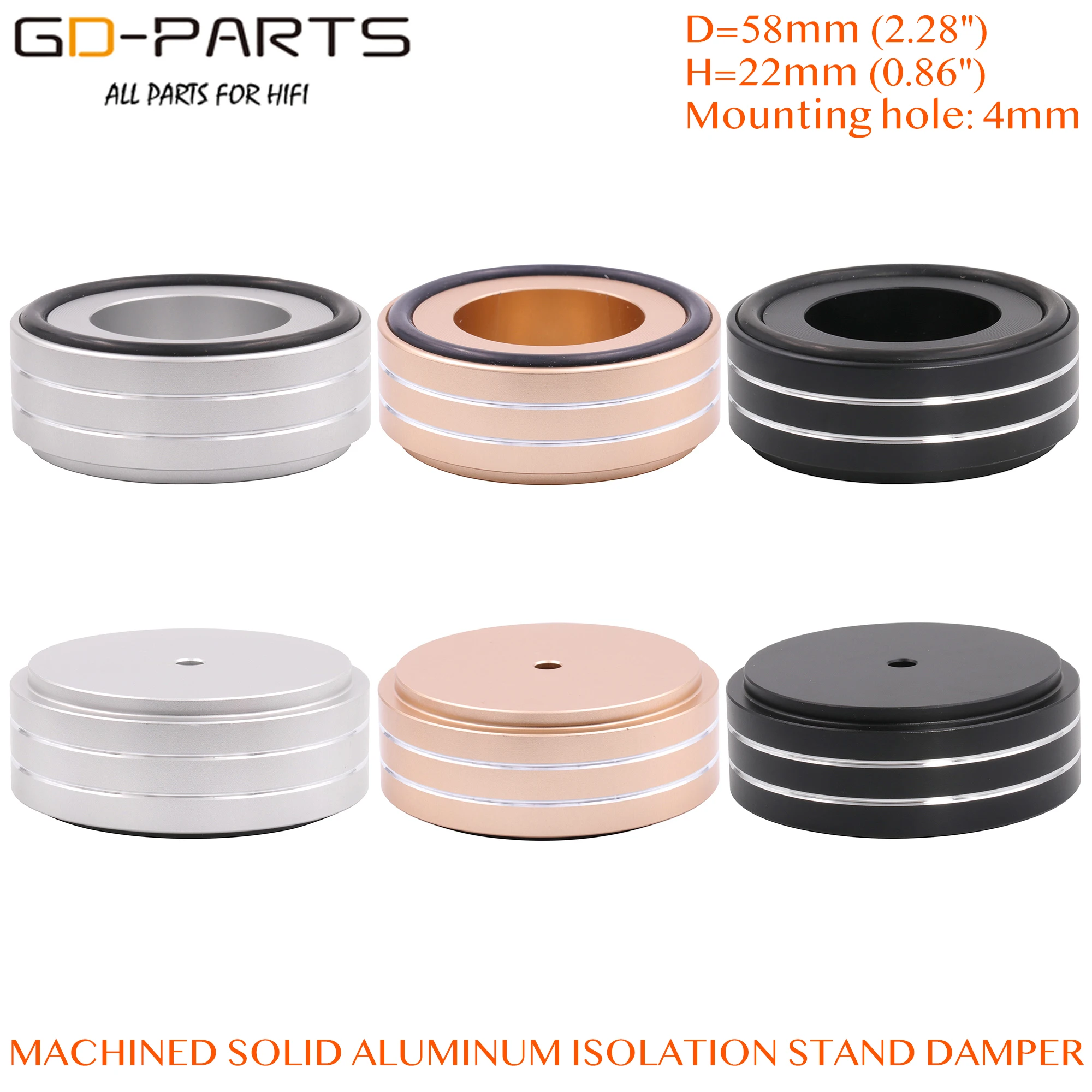 

65x25mm 58x22mm Solid Aluminum Speaker AMP Turntable Recorder Chassis Isolation Foot Damper Floor Base Pad Stand Cone Hifi DIY