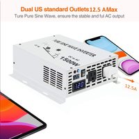 Pure Sine Wave Inverter Power 1500W 12V to 230V Solar Inverter Power Supply Converter 24V/36V/48V DC to 110V/120V/220V/240V AC