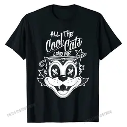 Rad Cool Cats Love Me Shirt Retro Rockabilly Lowbrow T-Shirt Men Rife Normal Tops Tees Cotton T Shirts Normal