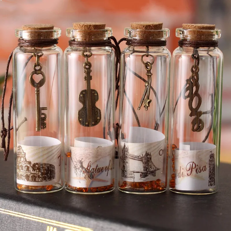 Mini Transparent Glass Jug & Cork Wishing Bottle Christmas tree Decoration Pendant Photography Props Foto Background Accessories