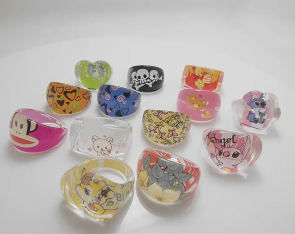 Wholesale 100 pcs fashion Resin Kids /Children\'s mixed style ring party Gift Rings