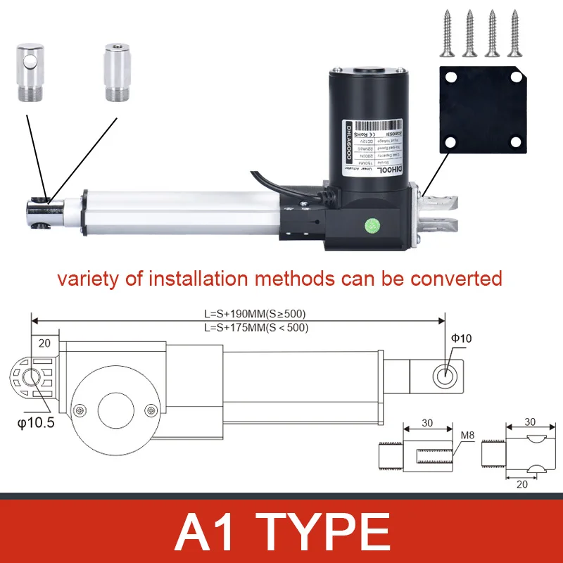 DHLA6000 100MM Stroke Electric Linear Actuator Kit DC24V 12V DC Motor 6000N 600KG 1300lb With Wireless Controller Furniture Lift