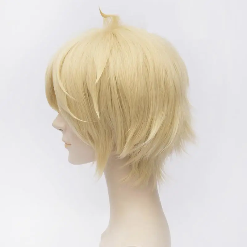 Anime Seraph of the End Mikaela Hyakuya Wig Cosplay Costume Men Women Short Yellow Synthetic Hair Halloween Party Wigs+ Wig Cap