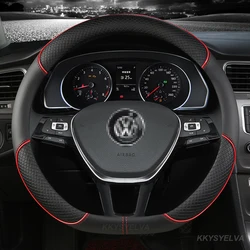 Car Steering Wheel Cover 38cm PU Leather For VW Sharan Passat Caddy Touran Tiguan Golf Polo Teramont Atlas T-Roc T-cross